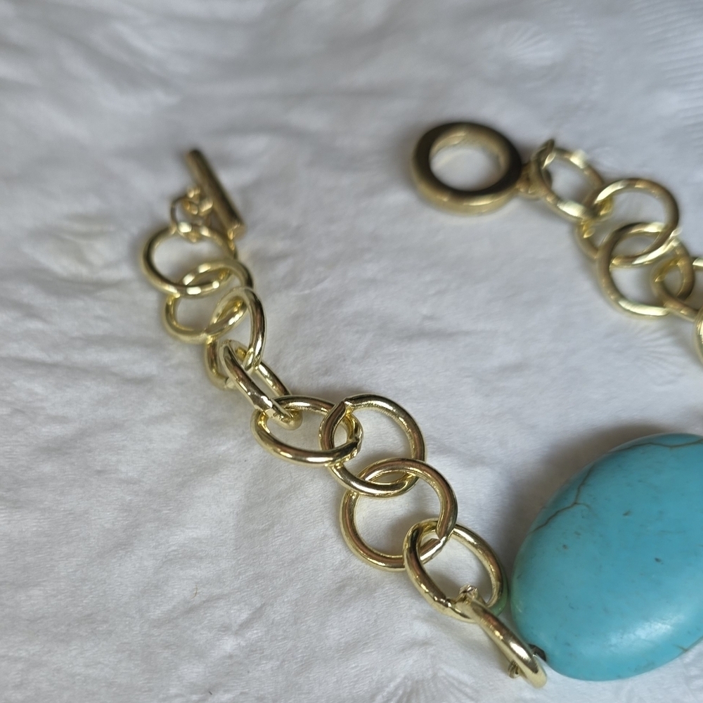 Rockcloud Turquoise aka Green Howlite Turquoise and Worry Stone, 8" BRACELET - Picture 5 of 8